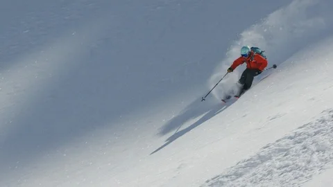Slow Motion 4K: Ski Freeride Stock Footage
