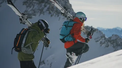 Slow Motion 4K: Ski Freeride Stock Footage 101018355