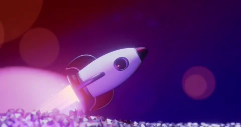 Slow motion 4K video of a rocket launching with vibrant colors and lens flares Stock Footage 280150372