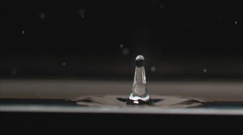 Slow motion 4k, water drop falls to surface, splashing in concentric ripples Stock Footage 63839658