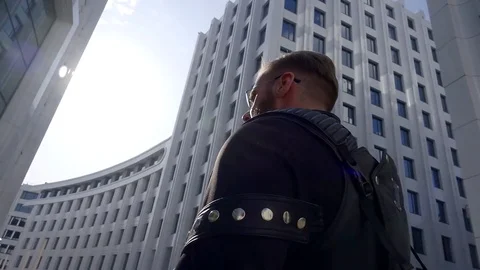 Slow motion. 500 frames second. brutal powerful man with his back to the camera 스톡 동영상 79214862