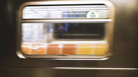 Slow Motion of 6 Train leavung station at Union Square New York 4K Stock Footage 255754493