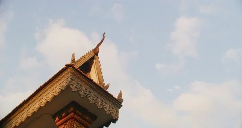 Slow Motion 60 fps Of A Temple Along The River in Siem Reap, Cambodia Stock Footage 151184380