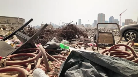 Slow motion of an abandoned old area of sharjah far away from the modern Stock Footage 336026798