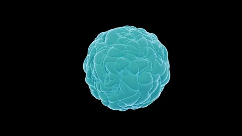 Slow motion abstract soft cyan biological cell morphing loop Stock Footage 340243423
