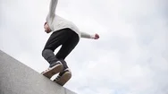 Slow Motion - Acrobatic Parkour Teenager Doing Backflip Stock Footage