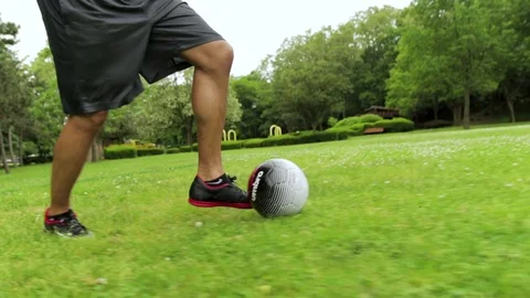 Slow Motion Action Of Man Dribbling Soccer Ball Stock Footage 94420326