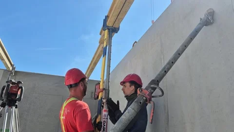 Slow Motion of Adjusting Roof Formwork with Laser Precision Stock-Footage 334128927