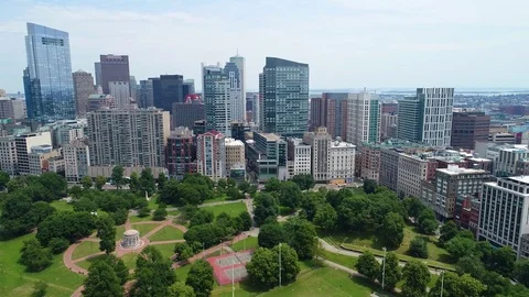 Slow motion aerial video Boston Common Stock Footage