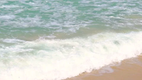 Slow motion Aerial view beach and sea blue green sea water Stock Footage 140776519