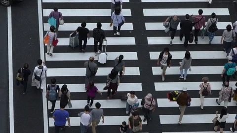 Slow motion aerial view, crowd of people walking in Tokyo Station Marunouchi-Dan Vidéo 81423730