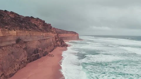 Slow motion aerial view of Twelve Apostles from drone, Australia Stock Footage 340404461