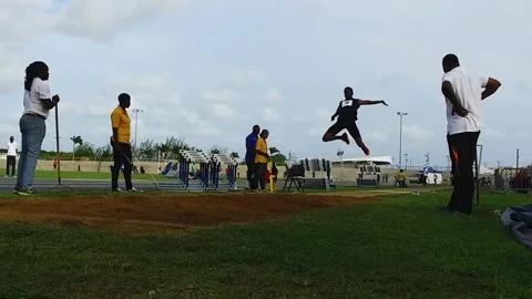 Slow Motion African Athlete Long Jump – Action Shot in High Definition Stock Footage 301235546