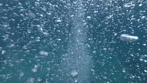 Slow motion of air bubbles floating from sea bottom to the water surface. Air Stock Footage 132486886