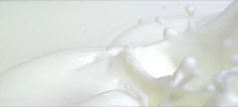 Slow motion almonds falling into milk. Milky splash. Commercial shot Stock Footage 323439650