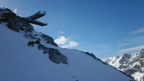 Slow motion of alpspix viewing platform from cable car 4k Stock Footage 276697347