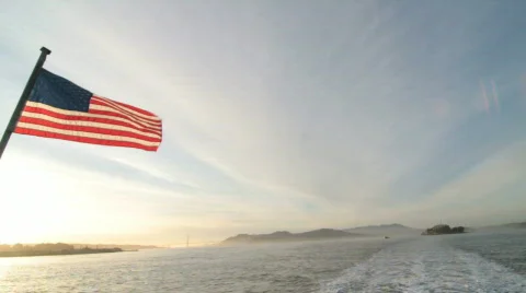 Slow motion American flag wave Stock Footage 606554