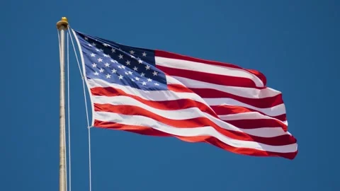 Slow Motion American Flag Waves In Wind Stock Footage 302599063