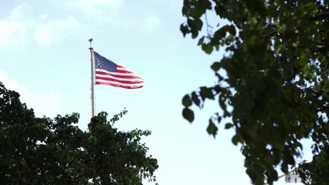 Slow Motion American Flag Waving Stock Footage 80133384