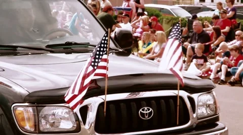 Slow Motion American flags Stock Footage 52241028