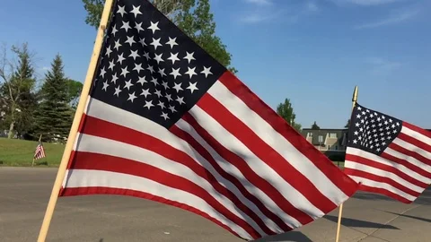 Slow Motion American Flags Video stock 90360610