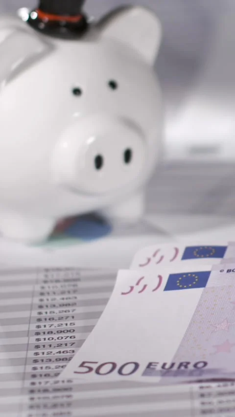Slow motion analysis of money and financial documents in office setting Stock Footage 337845081