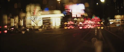  Slow Motion Anamorphic Pan of Downtown LA at Night Stock Footage 300304877