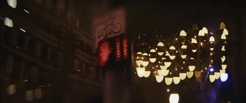 Slow Motion Anamorphic Shot of Red Crossing Signal Countdown with FX Filter Stock Footage 300310779