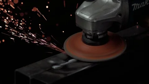 Slow Motion Angle Grinder in Action Stock Footage 73152986