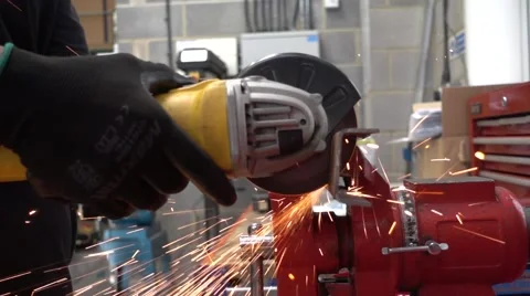 Slow Motion Angle Grinder  Stock Footage 64530188