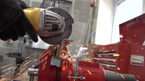 Slow Motion Angle Grinder  Stock Footage 64530313