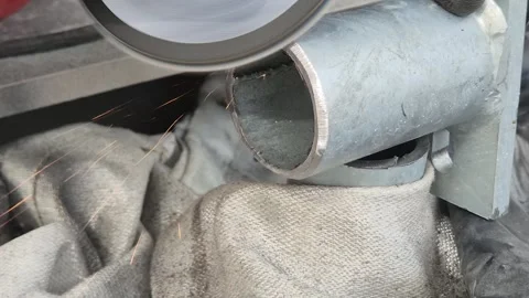 Slow Motion of Angle Grinder Sanding Metal with Sparks Vídeos de archivo 332874595
