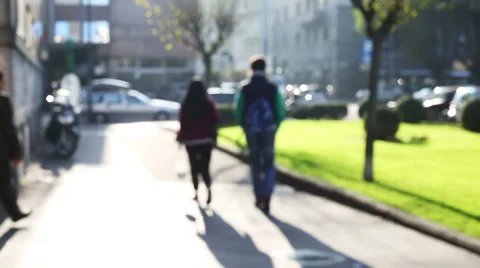 Slow motion of anonymous people walking near the station in a big busy city Stock-Footage 57137408