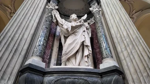 Slow Motion Of Apostle Saint Bartholomew Statue In Lateran Basilica Stock Footage 330122134