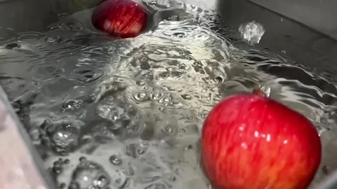 Slow motion apple splash, widescreen footage Stock Footage 337727471