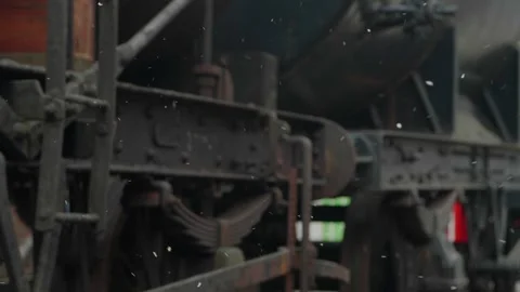 Slow motion of ashes rising in front of old vintage locomotive train Stock Footage 249391251