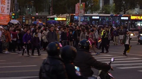 Slow motion Asian crowds people walking crossroad in crowded street city-Dan Stock Footage 75779519