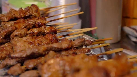 Slow motion, asian street food in Thai. Stock Footage