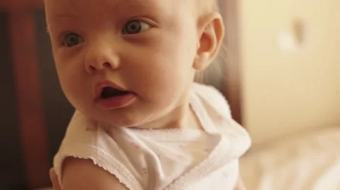 Slow motion of baby face. Stock Footage 43673624