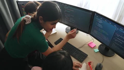 Slow motion back end software developer engineer writing code. Burgeoning Stock Footage 264408834