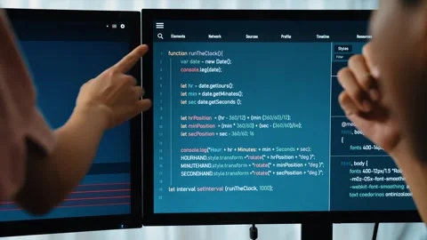Slow motion back end software developer engineer writing code. Burgeoning Stock Footage 266328153