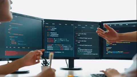 Slow motion back end software developer engineer writing code. Burgeoning Stock Footage 266329162