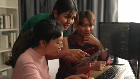 Slow motion back end software developer engineer writing code. Burgeoning Stock Footage 266451904