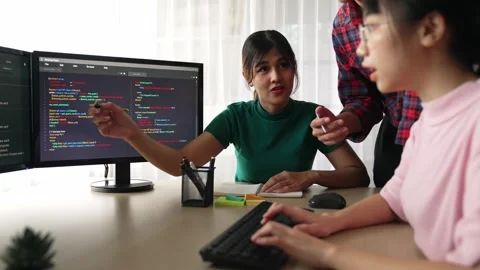 Slow motion back end software developer engineer writing code. Burgeoning Stock Footage 266452405