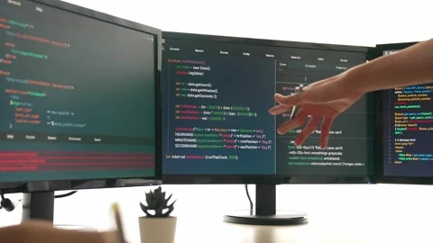 Slow motion back end software developer engineer writing code. Burgeoning Stock Footage 266753148
