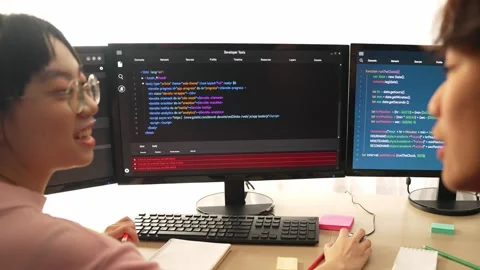 Slow motion back end software developer engineer writing code. Burgeoning Stock Footage 267298701