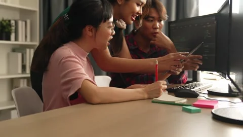 Slow motion back end software developer engineer writing code. Burgeoning Stock Footage 267469313