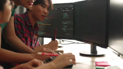 Slow motion back end software developer engineer writing code. Burgeoning Stock Footage 269208634