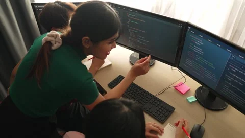 Slow motion back end software developer engineer writing code. Burgeoning Stock Footage 270177285