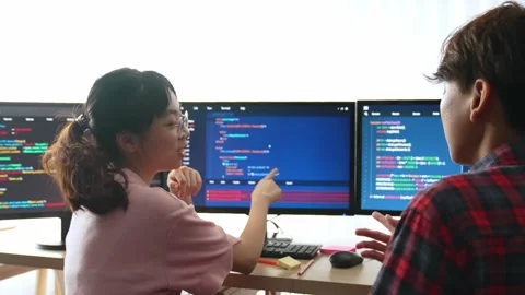 Slow motion back end software developer engineer writing code. Burgeoning Stock Footage 271024753